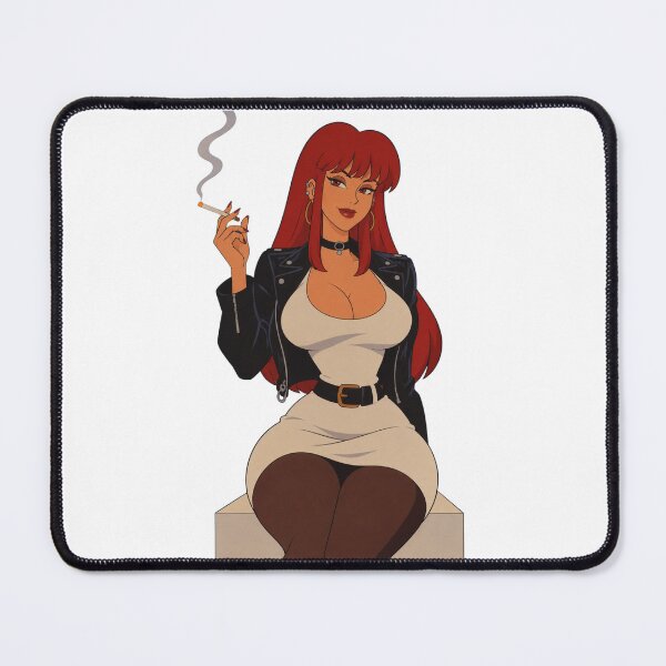 Item preview, Redhead Biker Pin-Up – Retro Cartoon Femme Fatale designed and sold by Hollow Moon Studios..