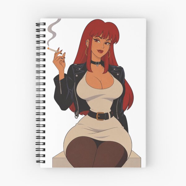 Item preview, Redhead Biker Pin-Up – Retro Cartoon Femme Fatale designed and sold by  Hollow Moon Studios..