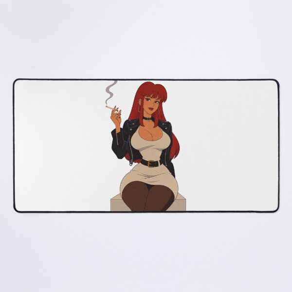 Item preview, Redhead Biker Pin-Up – Retro Cartoon Femme Fatale designed and sold by Hollow Moon Studios..