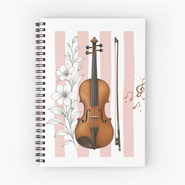 Item preview, Aesthetic Violin with Botanical Flowers and Pink Stripes designed and sold by VaneDesings.