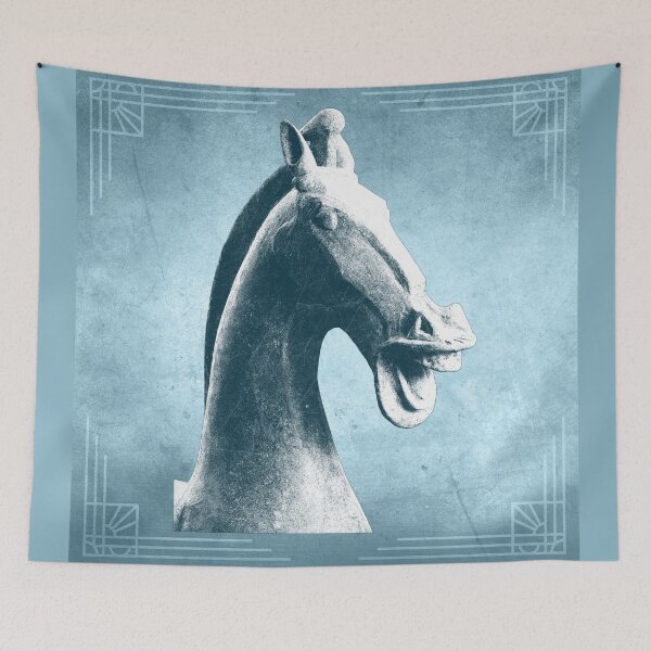 Item preview, Han Dynasty Ceramic Horse Head Profile Blue designed and sold by Ghoul Enterprises.