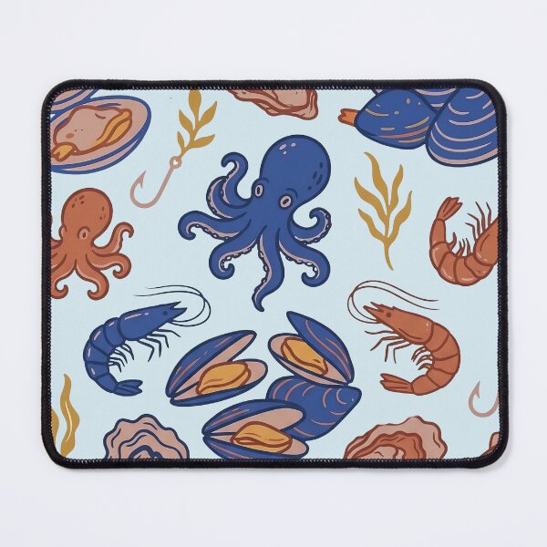 Item preview, Seafood Pattern Coastal Marine Life Illustration designed and sold by LinaValearte.