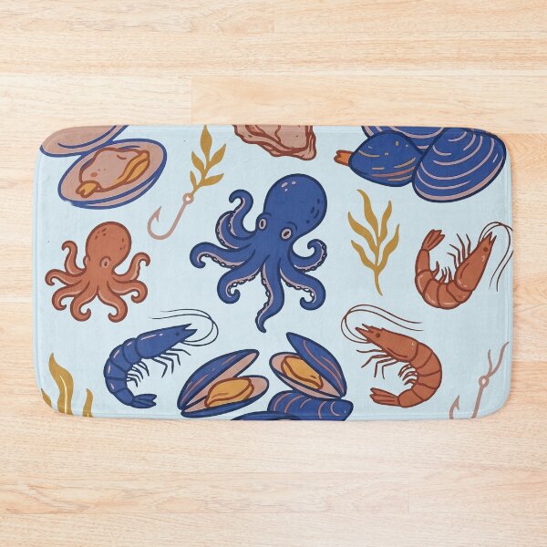 Item preview, Seafood Pattern Coastal Marine Life Illustration designed and sold by LinaValearte.