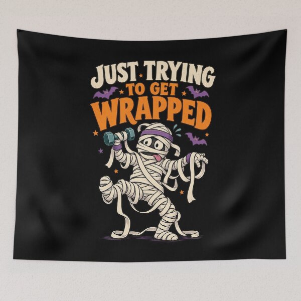 Item preview, Just Trying to Get Wrapped Funny Mummy Halloween Gym Design. designed and sold by The-T-In-Retro.