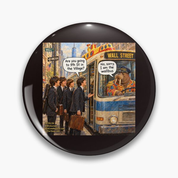 Item preview, Wallbus on Wall Street Funny Walrus Cartoon Pun Art by Rick London designed and sold by Rick London Gifts.