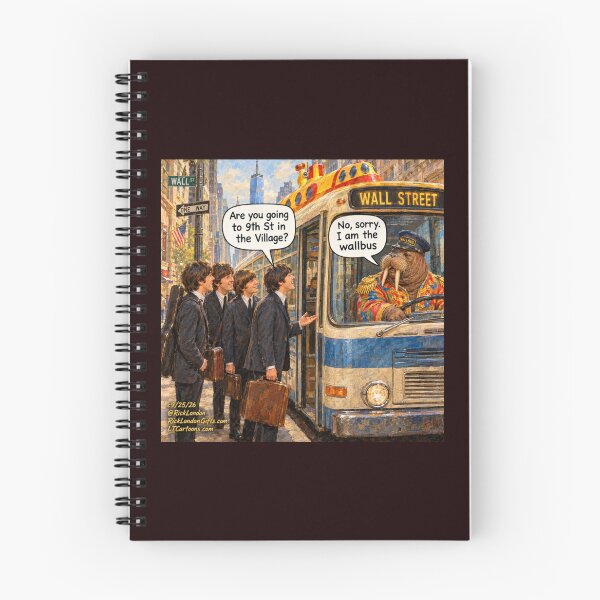 Item preview, Wallbus on Wall Street Funny Walrus Cartoon Pun Art by Rick London designed and sold by Rick London Gifts.