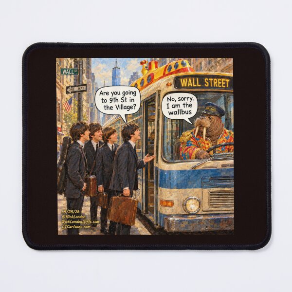 Item preview, Wallbus on Wall Street Funny Walrus Cartoon Pun Art by Rick London designed and sold by Rick London Gifts.