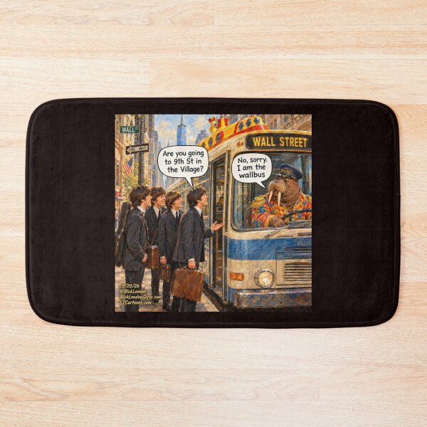 Item preview, Wallbus on Wall Street Funny Walrus Cartoon Pun Art by Rick London designed and sold by Rick London Gifts.