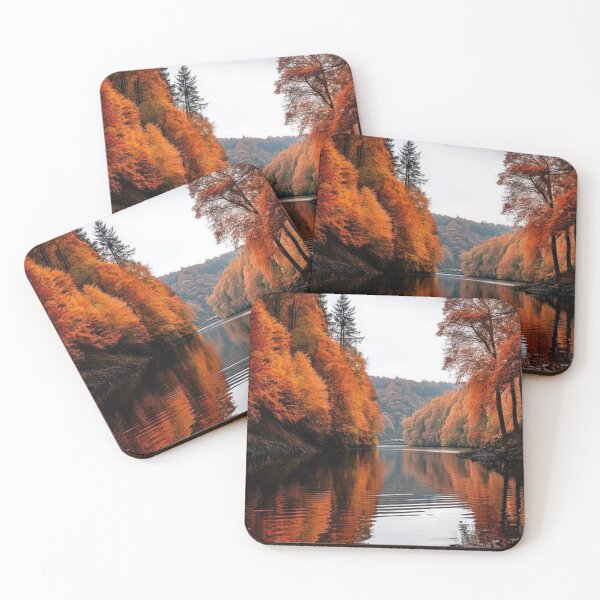 Item preview, Autumn Lake Reflection Forest Landscape — Golden Fall Water Scenery  Description designed and sold by LYAN-STORE.