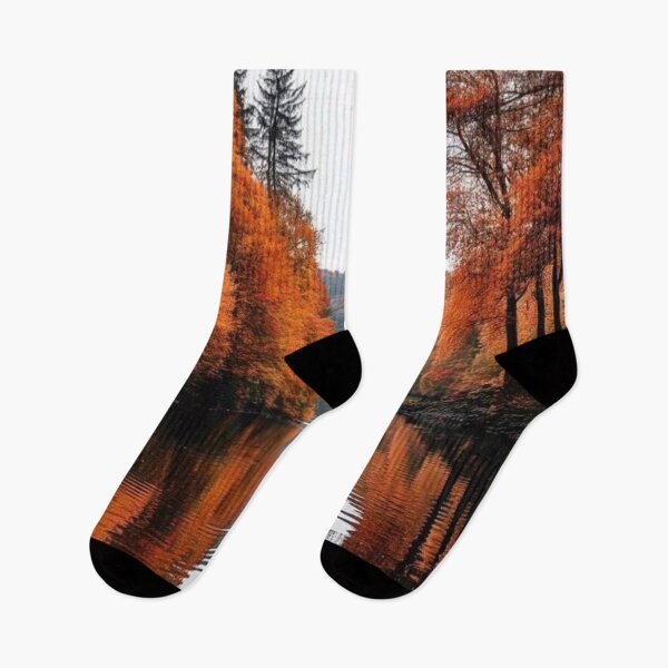 Item preview, Autumn Lake Reflection Forest Landscape — Golden Fall Water Scenery  Description designed and sold by LYAN-STORE.