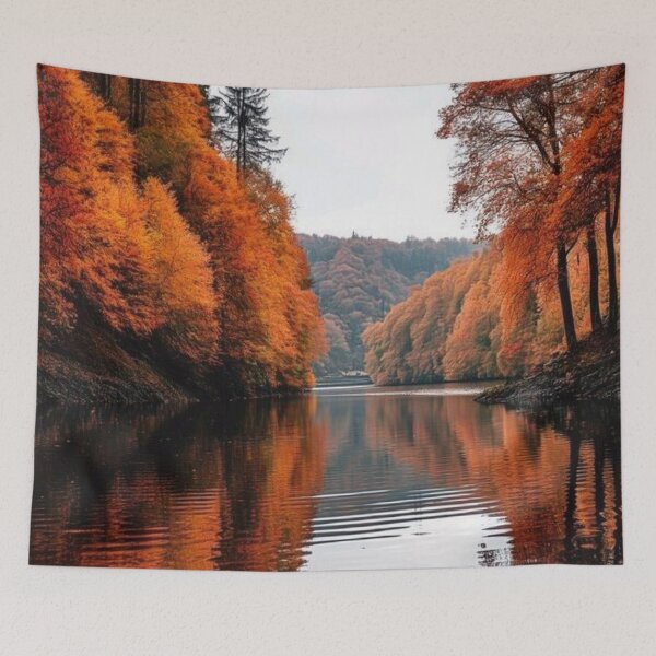 Item preview, Autumn Lake Reflection Forest Landscape — Golden Fall Water Scenery  Description designed and sold by LYAN-STORE.