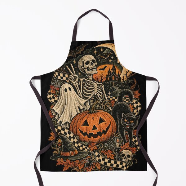 Item preview, Vintage Halloween Skeleton Ghost Pumpkin Black Cat Spooky Collage designed and sold by will freed18.