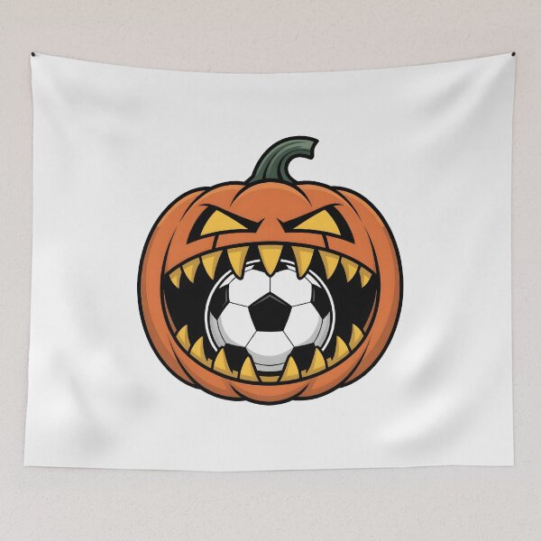 Item preview, Scary Pumpkin Soccer Ball Halloween Football Design designed and sold by limanol.