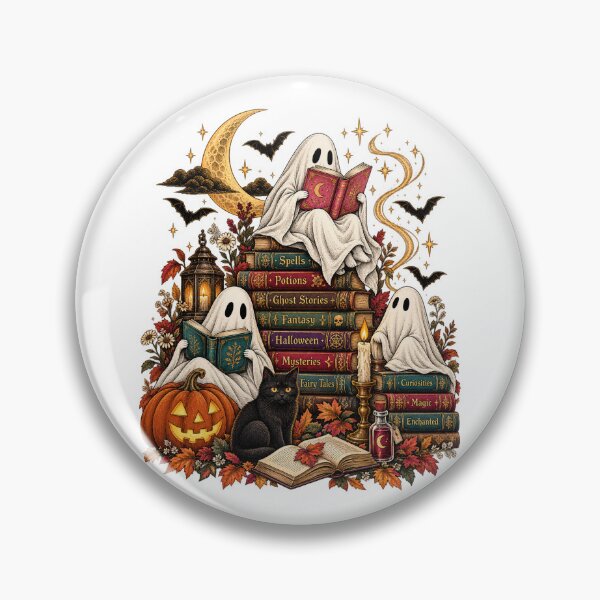 Item preview, Bookish Ghosts Halloween Reading Vintage Spooky Library designed and sold by will freed18.