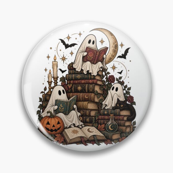 Item preview, Ghosts Reading Spooky Books Halloween Autumn Library designed and sold by will freed18.