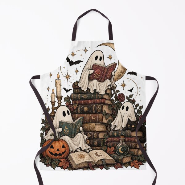 Item preview, Ghosts Reading Spooky Books Halloween Autumn Library designed and sold by will freed18.
