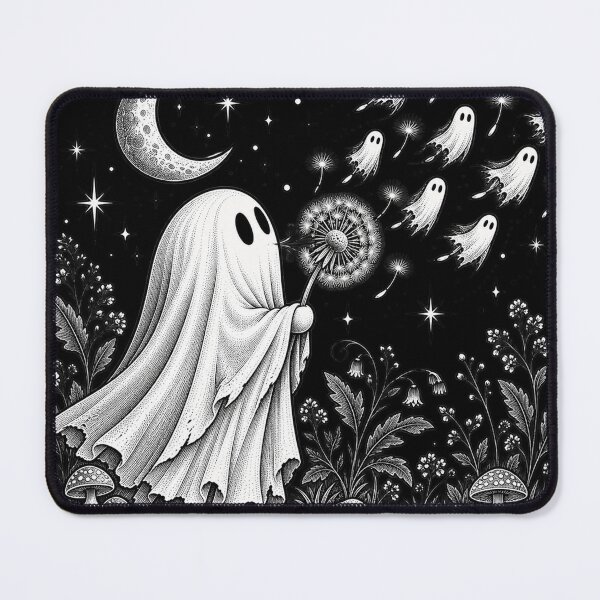 Item preview, Vintage Ghost Blowing Dandelion Spirits Under Crescent Moon designed and sold by will freed18.