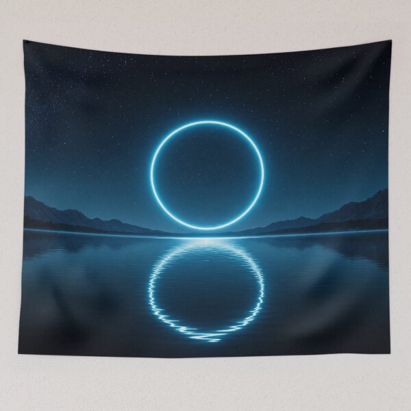 Item preview, Glowing Cyan Ring Portal Over Mountain Lake designed and sold by monkeybusiness.pt.