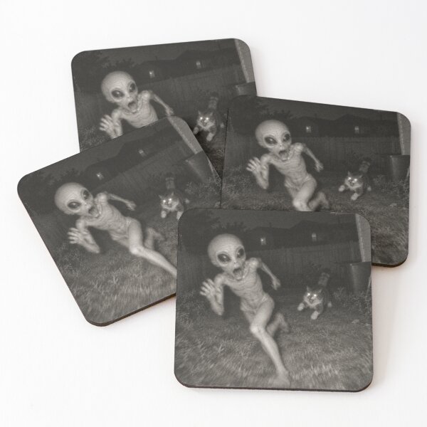 Item preview, Creepy Alien Chasing Cat Retro Night Horror designed and sold by will freed18.