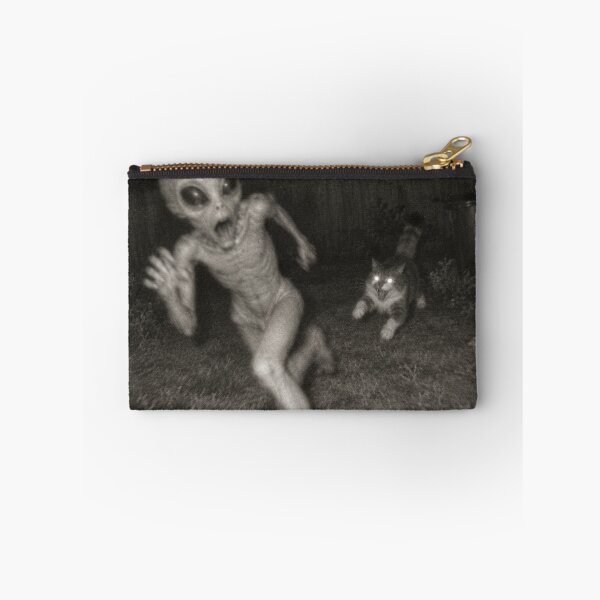 Item preview, Creepy Alien Chasing Cat Retro Night Horror designed and sold by will freed18.