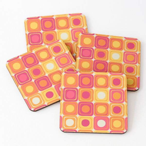 Item preview, Retro 70s Geometric Repeat Pattern Orange Pink Groovy Mid Century designed and sold by JRRTs.