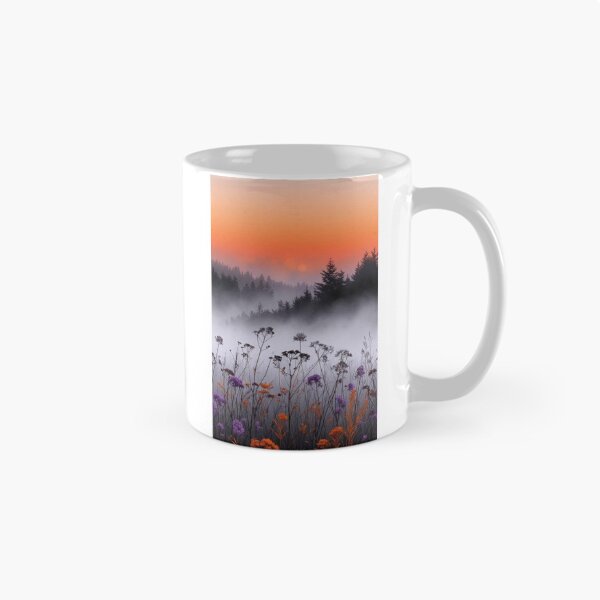 Item preview, Misty Sunset Wildflowers Forest Landscape — Foggy Purple & Orange Nature designed and sold by LYAN-STORE.