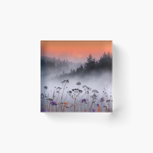 Item preview, Misty Sunset Wildflowers Forest Landscape — Foggy Purple & Orange Nature designed and sold by LYAN-STORE.