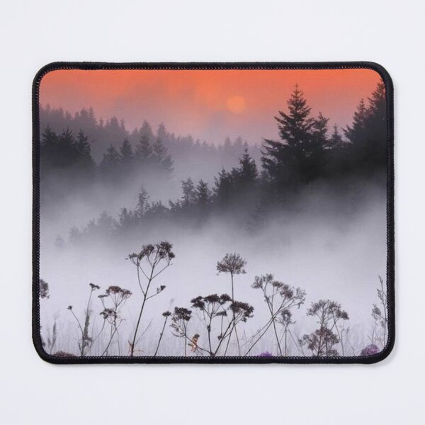 Item preview, Misty Sunset Wildflowers Forest Landscape — Foggy Purple & Orange Nature designed and sold by LYAN-STORE.