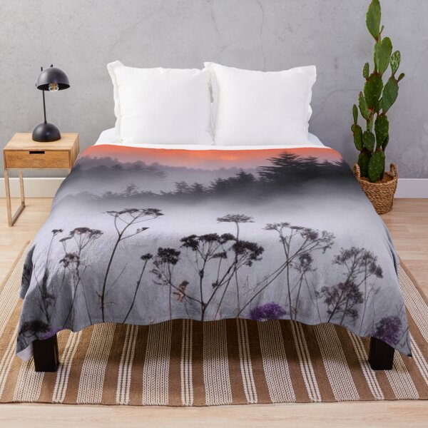 Item preview, Misty Sunset Wildflowers Forest Landscape — Foggy Purple & Orange Nature designed and sold by LYAN-STORE.