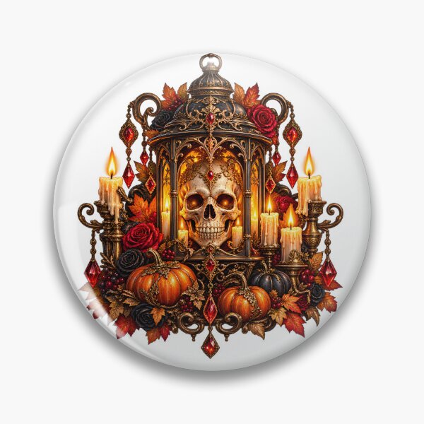 Item preview, Victorian Skull Lantern – Gothic Halloween Emblem designed and sold by Clothes With Smiling Animals Walt Gral.