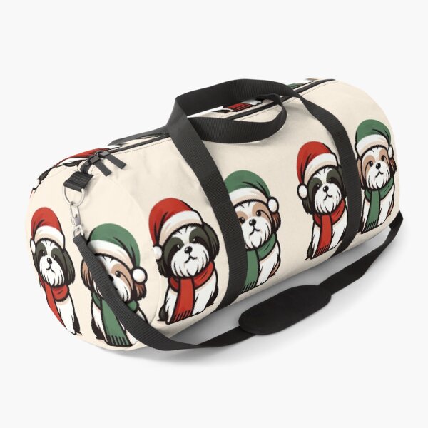 Item preview, Shih Tzu Puppies in Santa Hats — Cute Christmas Dog Illustration designed and sold by cybercanvasmuse.