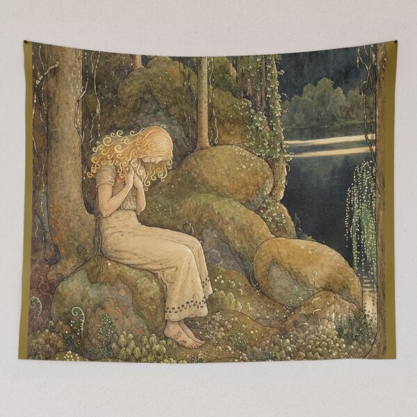Item preview, Fairy Tale Wall Art, Princess in the Forest Print, John Bauer Vintage Fantasy Illustration designed and sold by RickE.