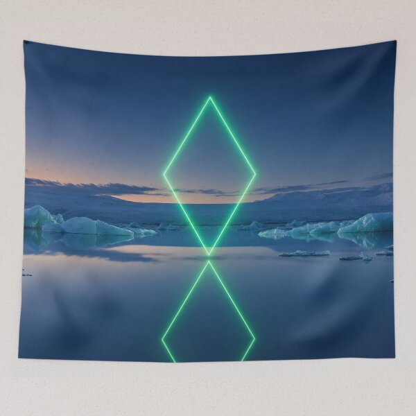 Item preview, Glowing Emerald Diamond Portal Over Glacier Lagoon designed and sold by monkeybusiness.pt.