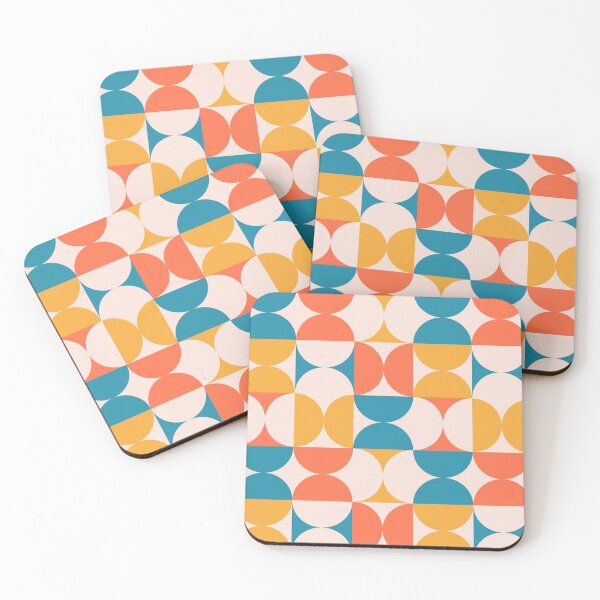 Item preview, Retro 70s Geometric Pattern Teal Orange Mid Century Modern designed and sold by JRRTs.