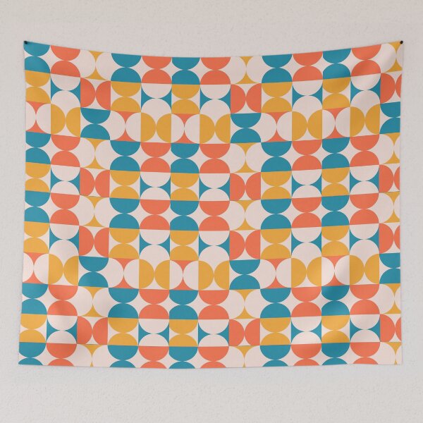 Item preview, Retro 70s Geometric Pattern Teal Orange Mid Century Modern designed and sold by JRRTs.