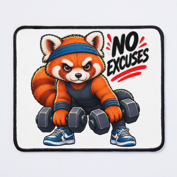 Item preview, No Excuses – Gym Red Panda designed and sold by ArvelloCreative.