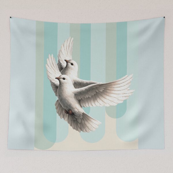 Item preview, Flying White Doves Peace Freedom Watercolor Illustration designed and sold by ZahraaStudio.