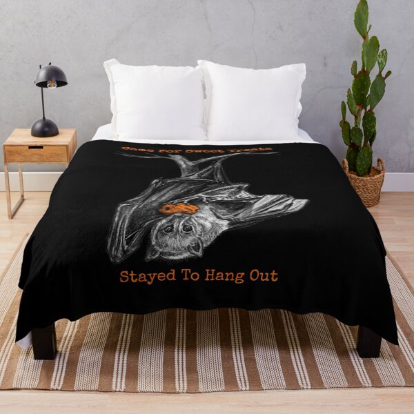 Item preview, Cute Flying Fox Bat Came For Sweet Treats Stayed To Hang Out Funny Halloween Art designed and sold by Dina's Fine Arts.