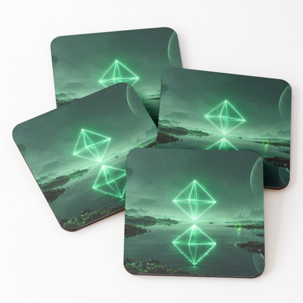 Item preview, Glowing Emerald Octahedron Over Alien Swamp Lake designed and sold by monkeybusiness.pt.