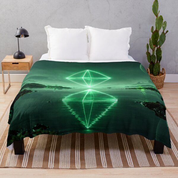 Item preview, Glowing Emerald Octahedron Over Alien Swamp Lake designed and sold by monkeybusiness.pt.