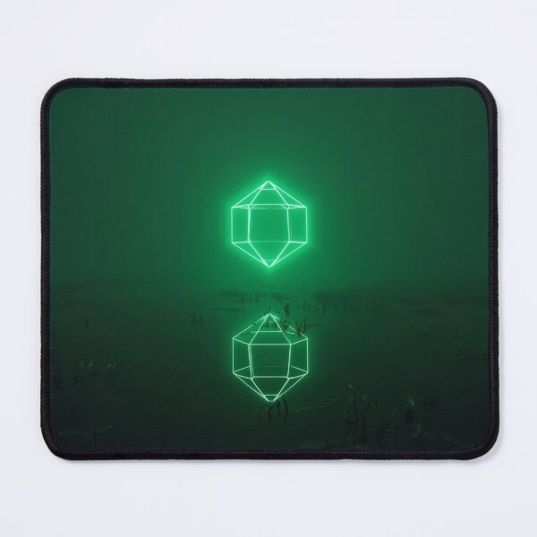 Item preview, Glowing Emerald Polyhedron Portal Over Dark Lake designed and sold by monkeybusiness.pt.