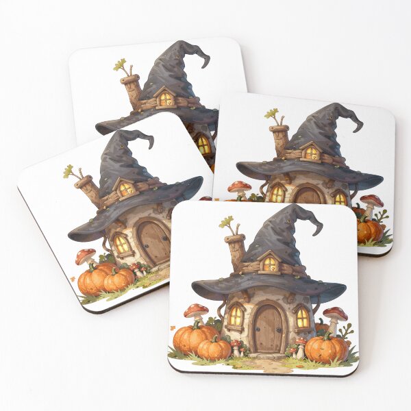 Item preview, Witch Hat Cottage with Pumpkins designed and sold by chill-a-lot.