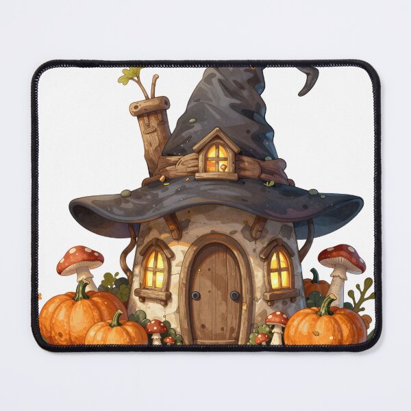 Item preview, Witch Hat Cottage with Pumpkins designed and sold by chill-a-lot.