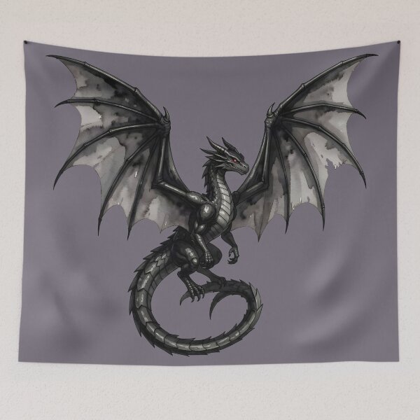 Item preview, Black Dragon in Flight designed and sold by Fanta-sticky.