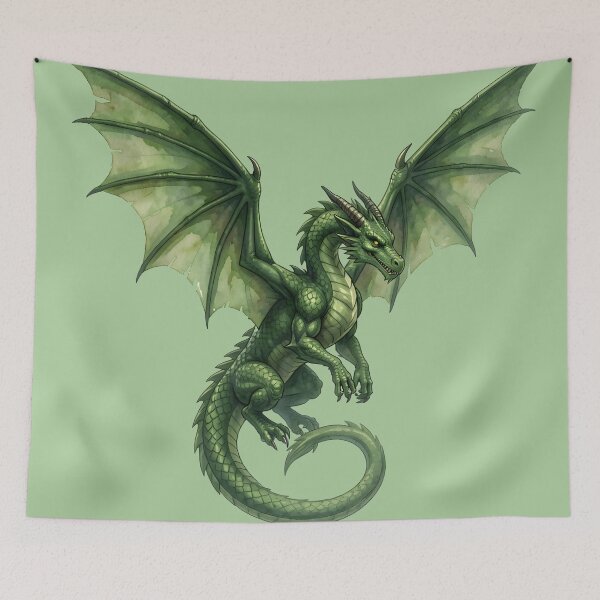 Item preview, Green Dragon in Flight designed and sold by Fanta-sticky.