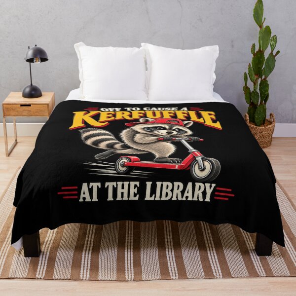 Item preview, Off to Cause a Kerfuffle at the Library Funny Raccoon Book Lover T-Shirt designed and sold by Trendably.