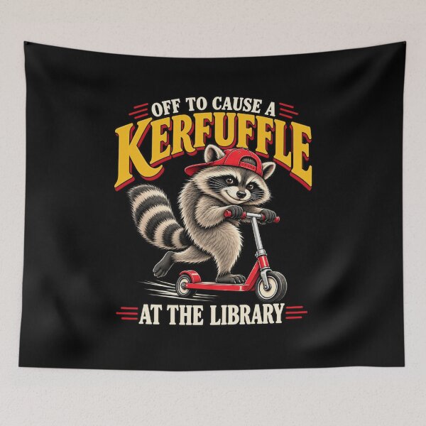 Item preview, Off to Cause a Kerfuffle at the Library Funny Raccoon Book Lover T-Shirt designed and sold by Trendably.