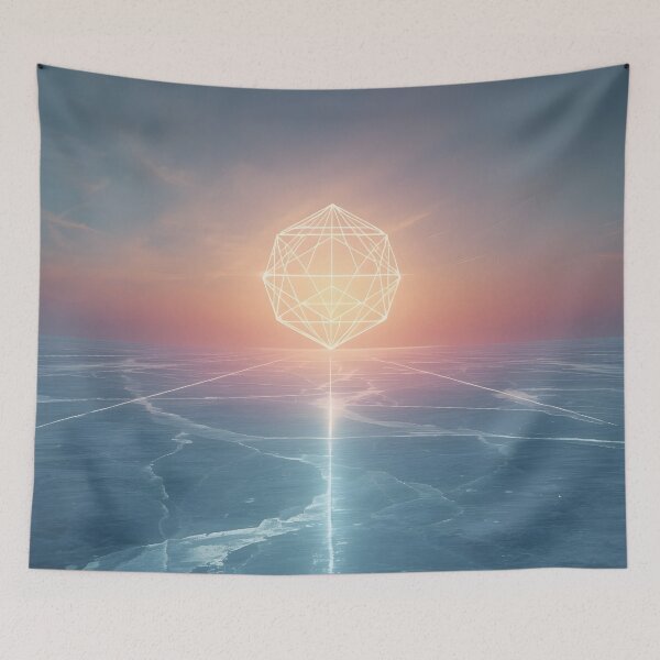 Item preview, Glowing Golden Polyhedron Over Frozen Ice Field designed and sold by monkeybusiness.pt.