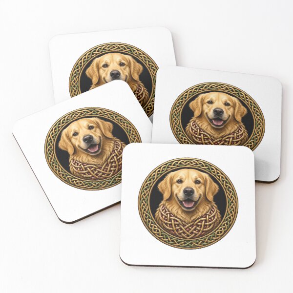 Item preview, Smiling Golden Retriever Celtic Knot Roundel designed and sold by Freckled-Monkey.