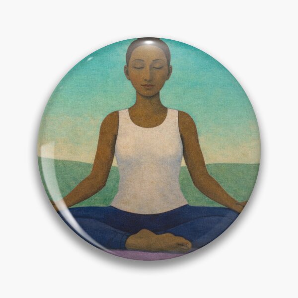 Item preview, Vintage Yoga Meditation Art – Peaceful Woman in Lotus Pose designed and sold by alice-in-wonder.